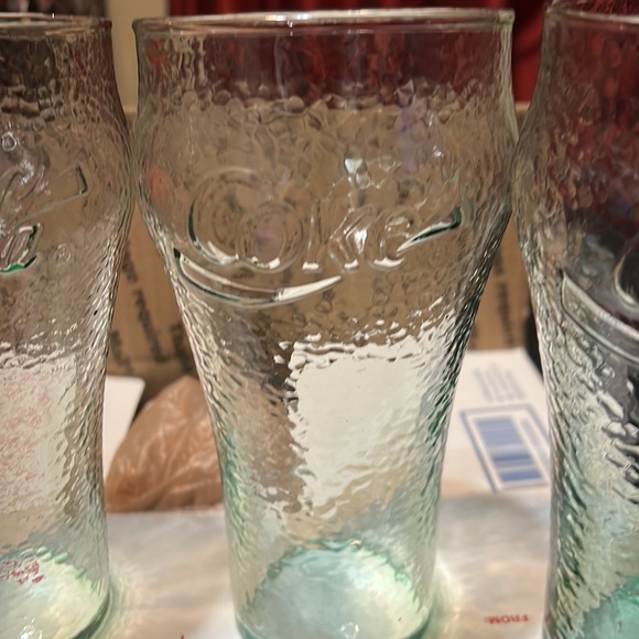 Vintage Coca-Cola Green Pebble-Glass 4 16oz Glasses - Picture 2 of 4